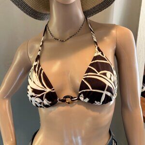J.Crew Brown Floral Tortoise Ring Bikini Set Size M